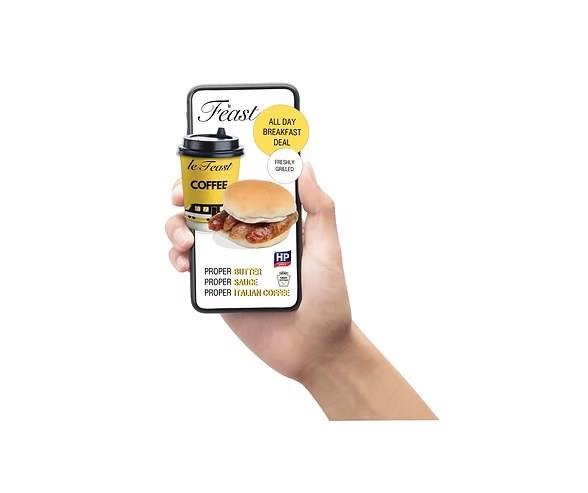 Le Feast breakfast roll and coffee deal displayed on a phone